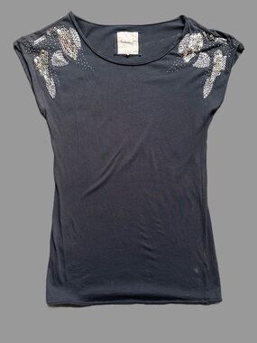 Heritage 1981- Sequin Shoulder Cap-Sleeve Top